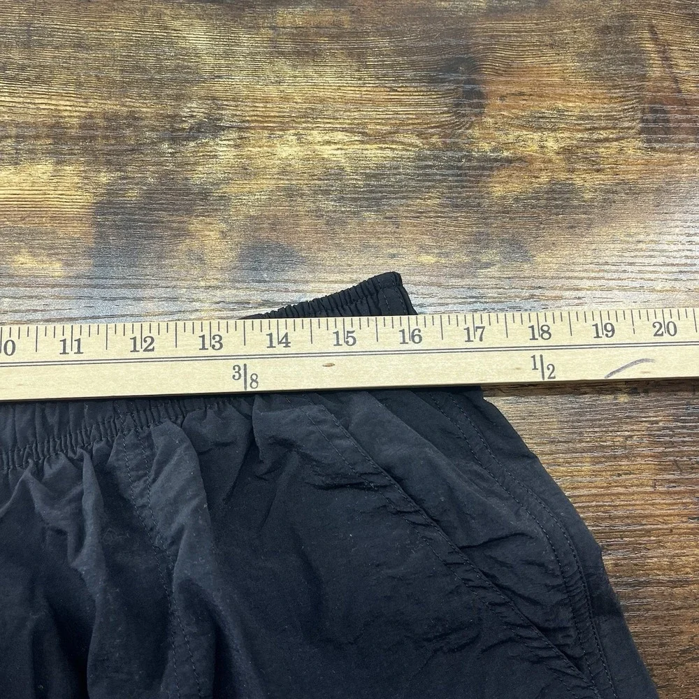 Vintage Speedo Men's Black Solid Swim Shorts XL Regular Drawstring Mesh Lined